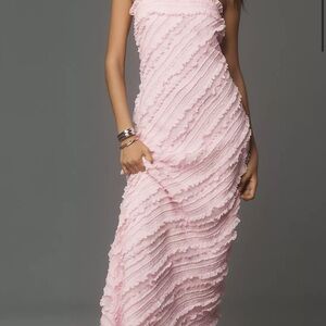 Elegant Pink Ruffled Dress